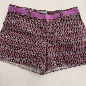 Athleta Purple Thistle Aztec Print Ariel Fo Sho Mid Rise‎ Athletic Shorts Sz 2